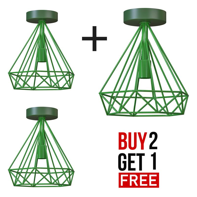 2 Pack Semi Flush Mount Ceiling Light Fixture Metal Cage Lampshade E27 Holder~4199