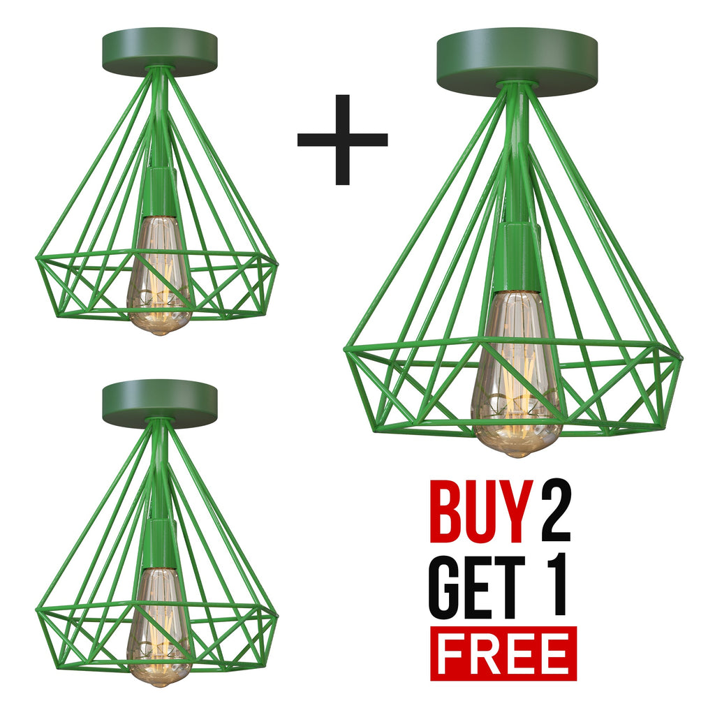 Vintage Industrial Metal Cage Semi Flush Mount Ceiling Light Fixture E27
