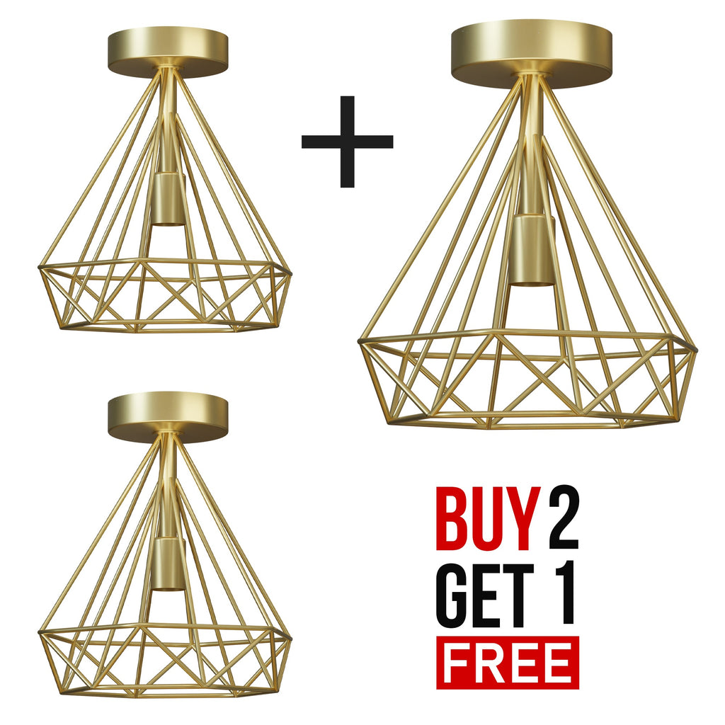 Vintage Industrial Metal Cage Semi Flush Mount Ceiling Light Fixture E27