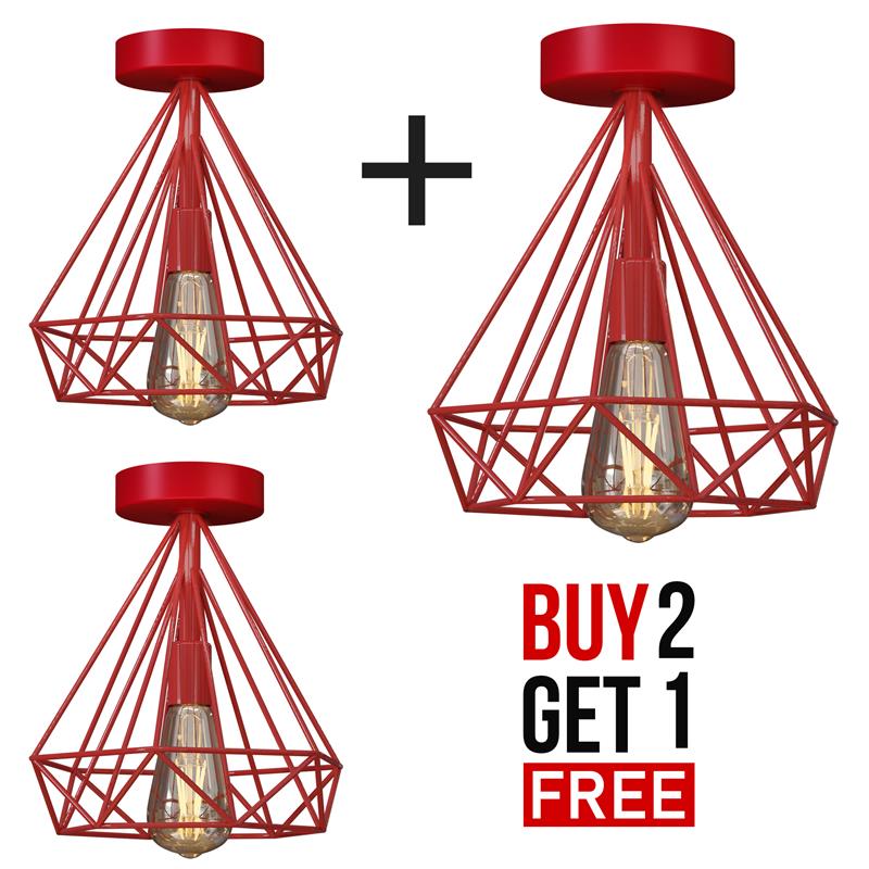 2 Pack Semi Flush Mount Ceiling Light Fixture Metal Cage Lampshade E27 Holder~4199