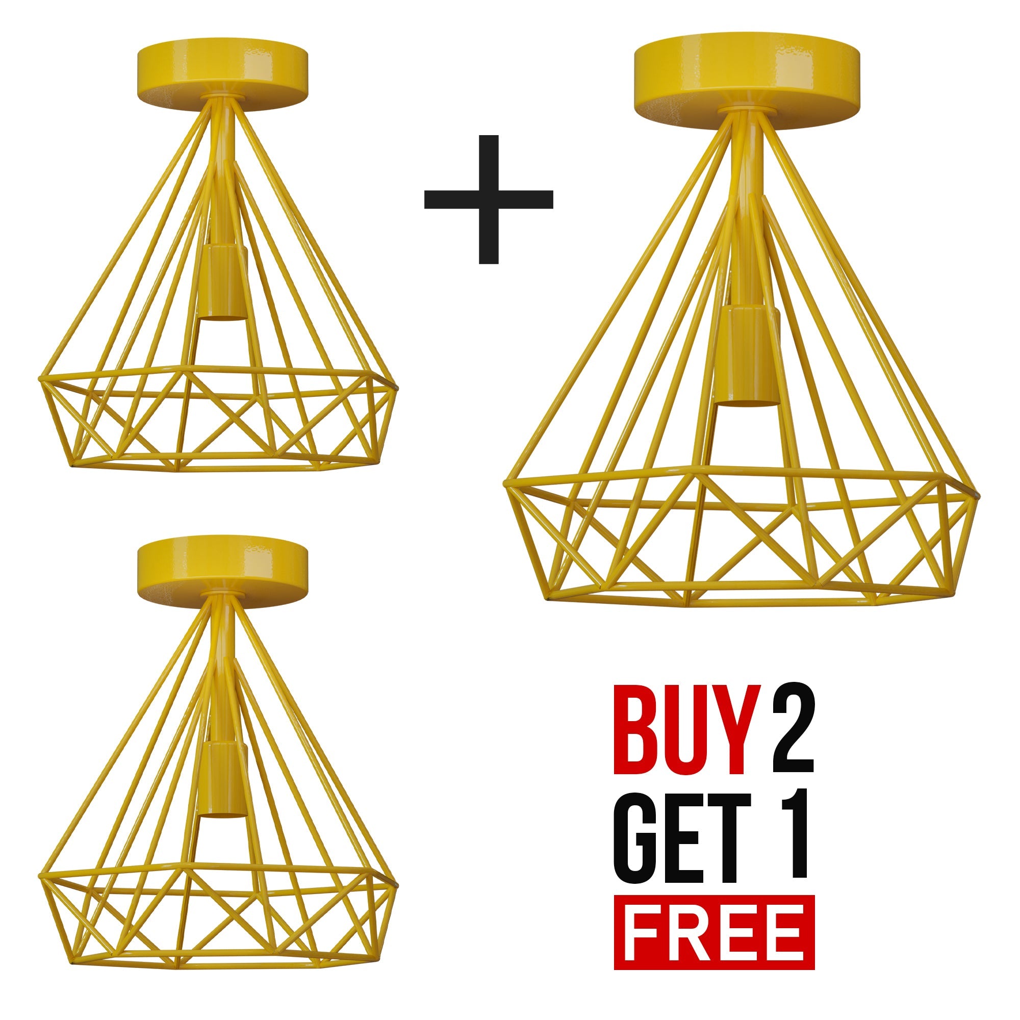 2 Pack Semi Flush Mount Ceiling Light Fixture Metal Cage Lampshade E27 Holder~4199
