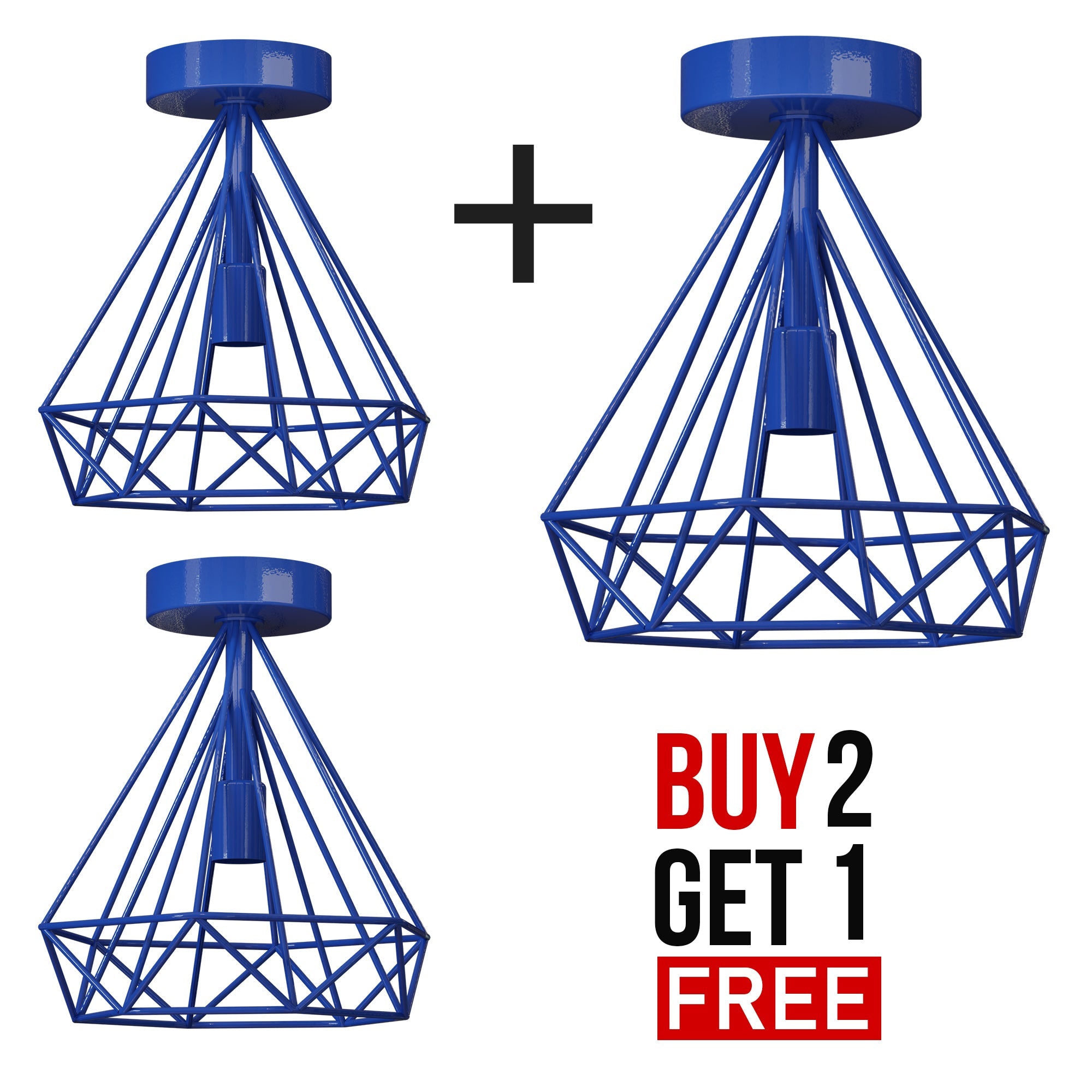 2 Pack Semi Flush Mount Ceiling Light Fixture Metal Cage Lampshade E27 Holder~4199