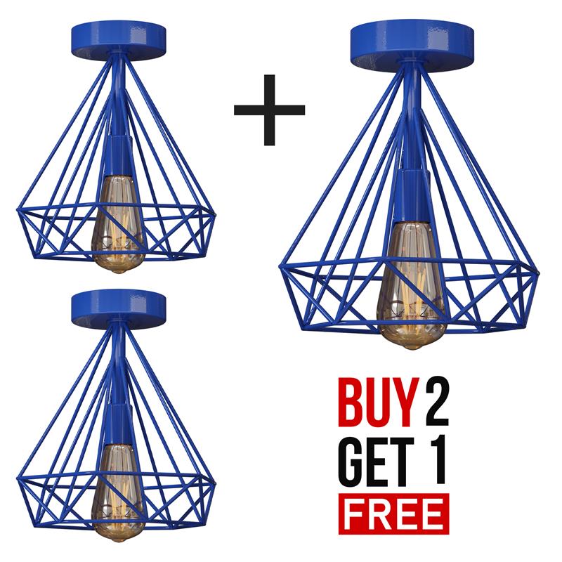 Vintage Industrial Metal Cage Semi Flush Mount Ceiling Light Fixture E27