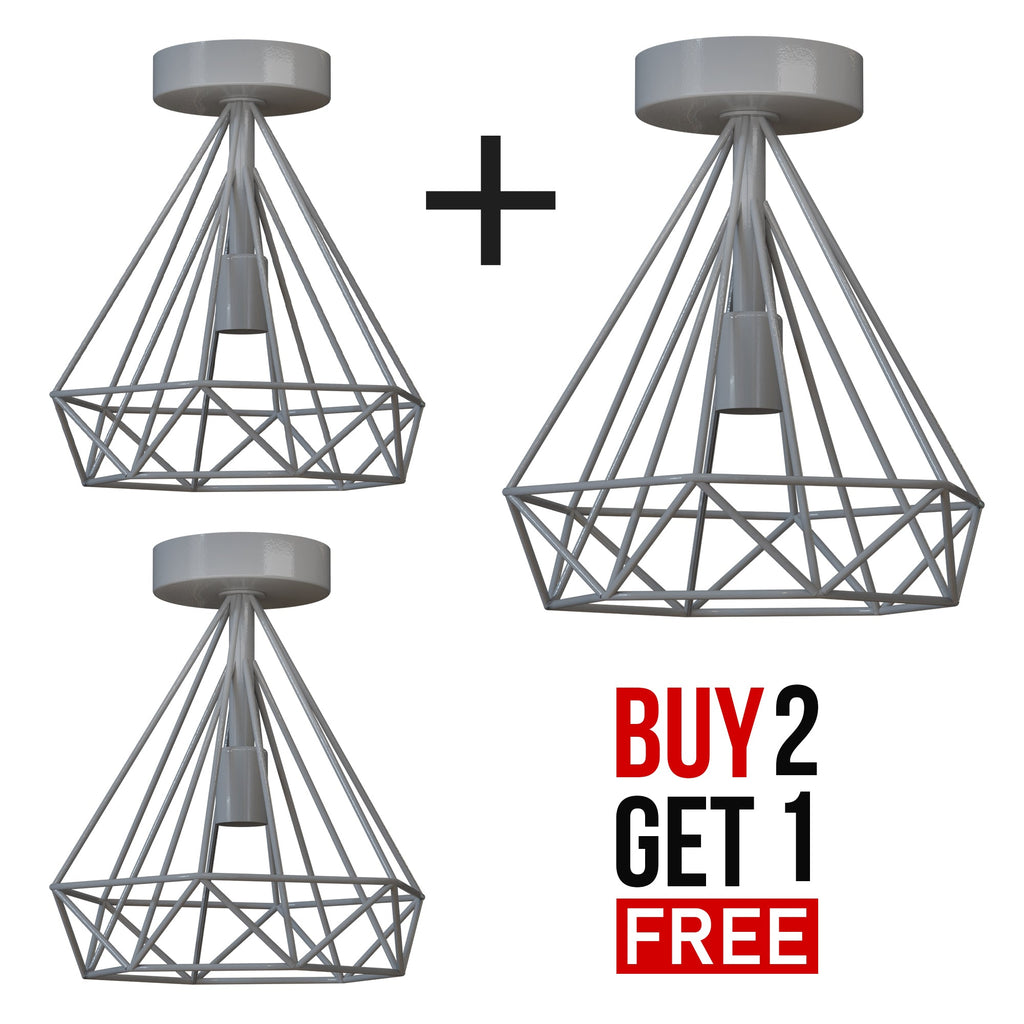 2 Pack Semi Flush Mount Ceiling Light Fixture Metal Cage Lampshade E27 Holder~4199