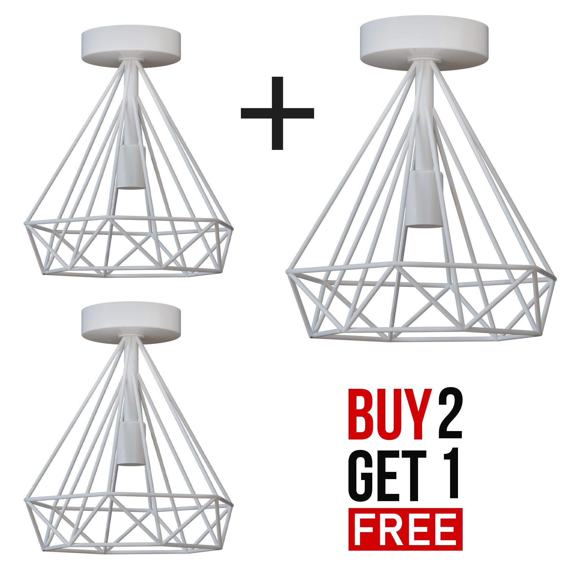 2 Pack Semi Flush Mount Ceiling Light Fixture Metal Cage Lampshade E27 Holder~4199
