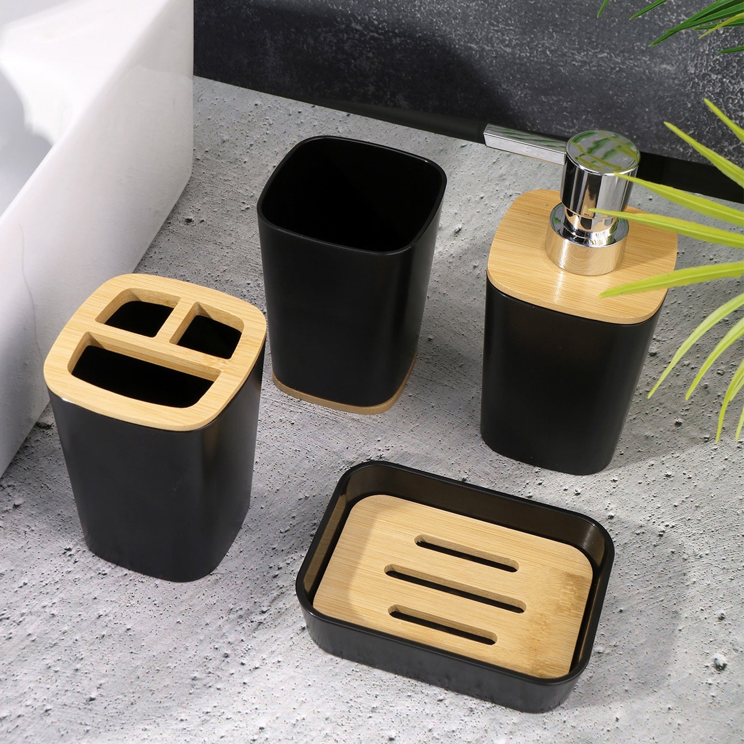 6/7 Pcs Plastic Bathroom Set Bin Toilet Brush Soap Dispenser ~6115