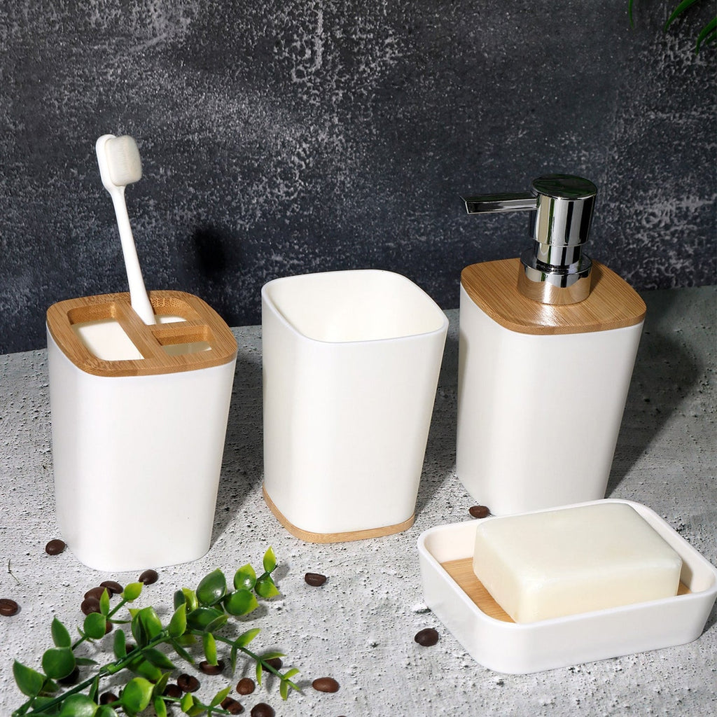 6/7 Pcs Plastic Bathroom Set Bin Toilet Brush Soap Dispenser ~6115