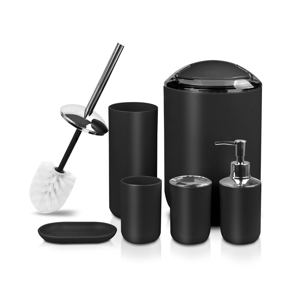 Modern Plastic Bathroom Accessory Set with Bin, Toilet Brush, Soap Dispenser
