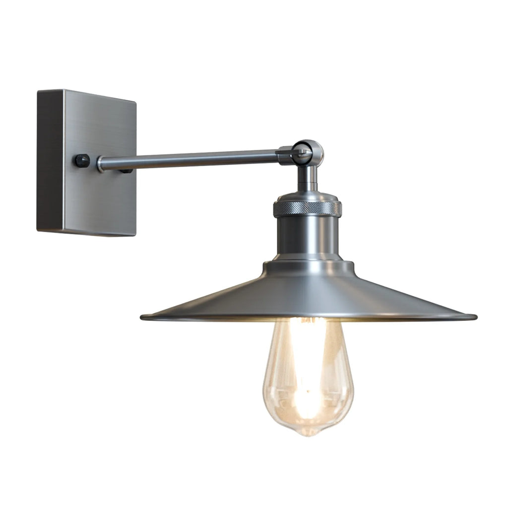 Elegant Satin Nickel Industrial Wall Light Sconce for Modern Home Decor