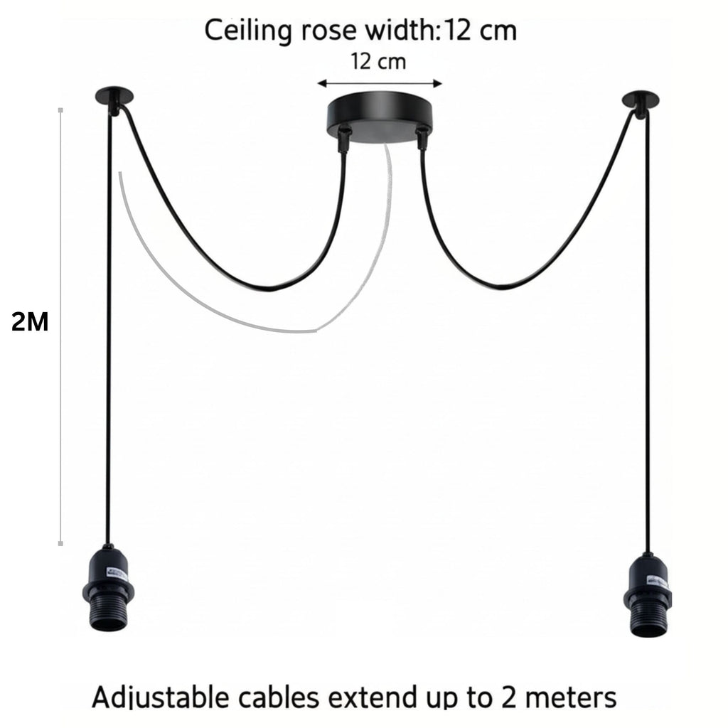 2 Head Industrial Ceiling Spider Light Fitting Lamp Hanging Chandelier Pendant ~6214