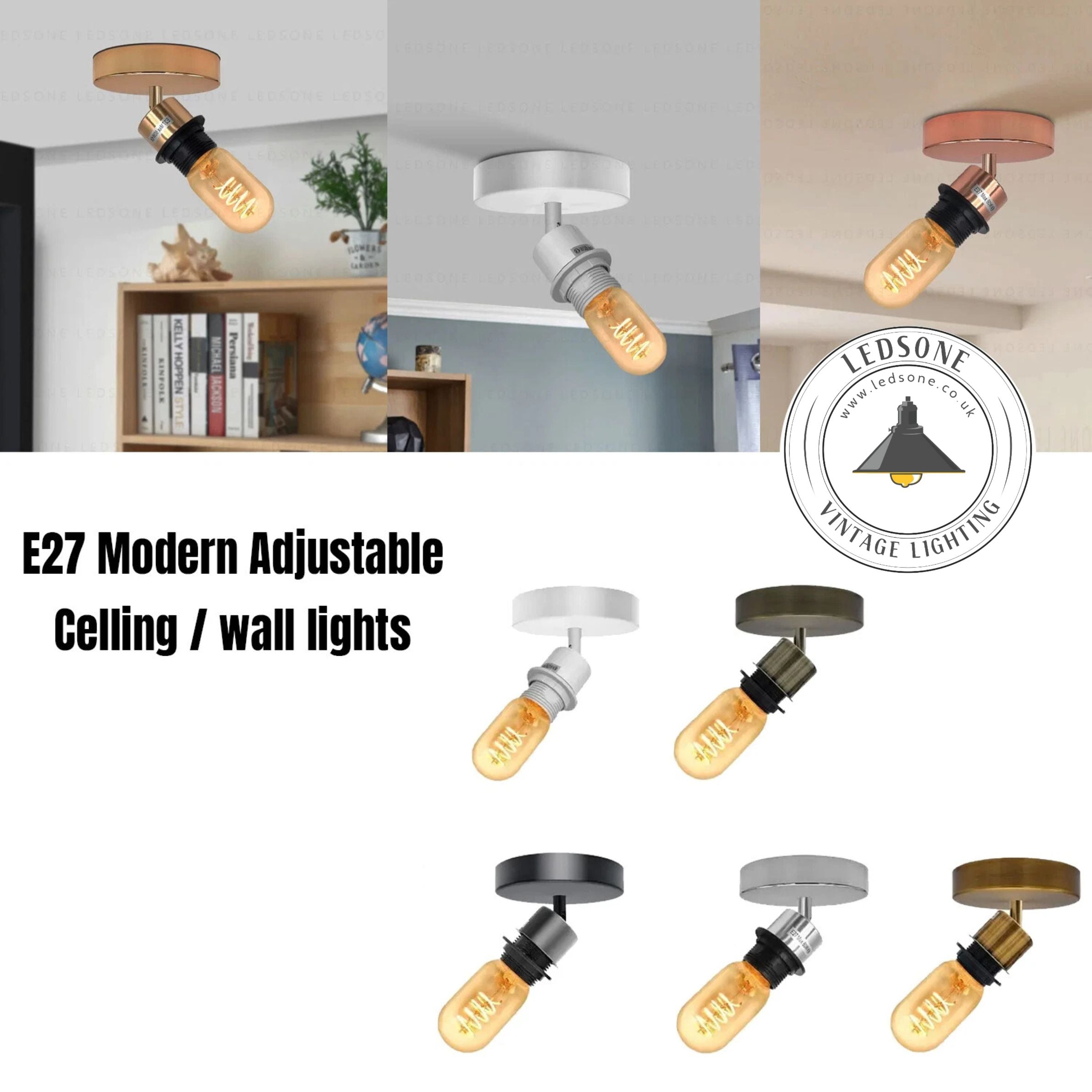 Retro LED Flush Ceiling Light Adjustable Ceiling Mount Wall Lamp Fixture~5740