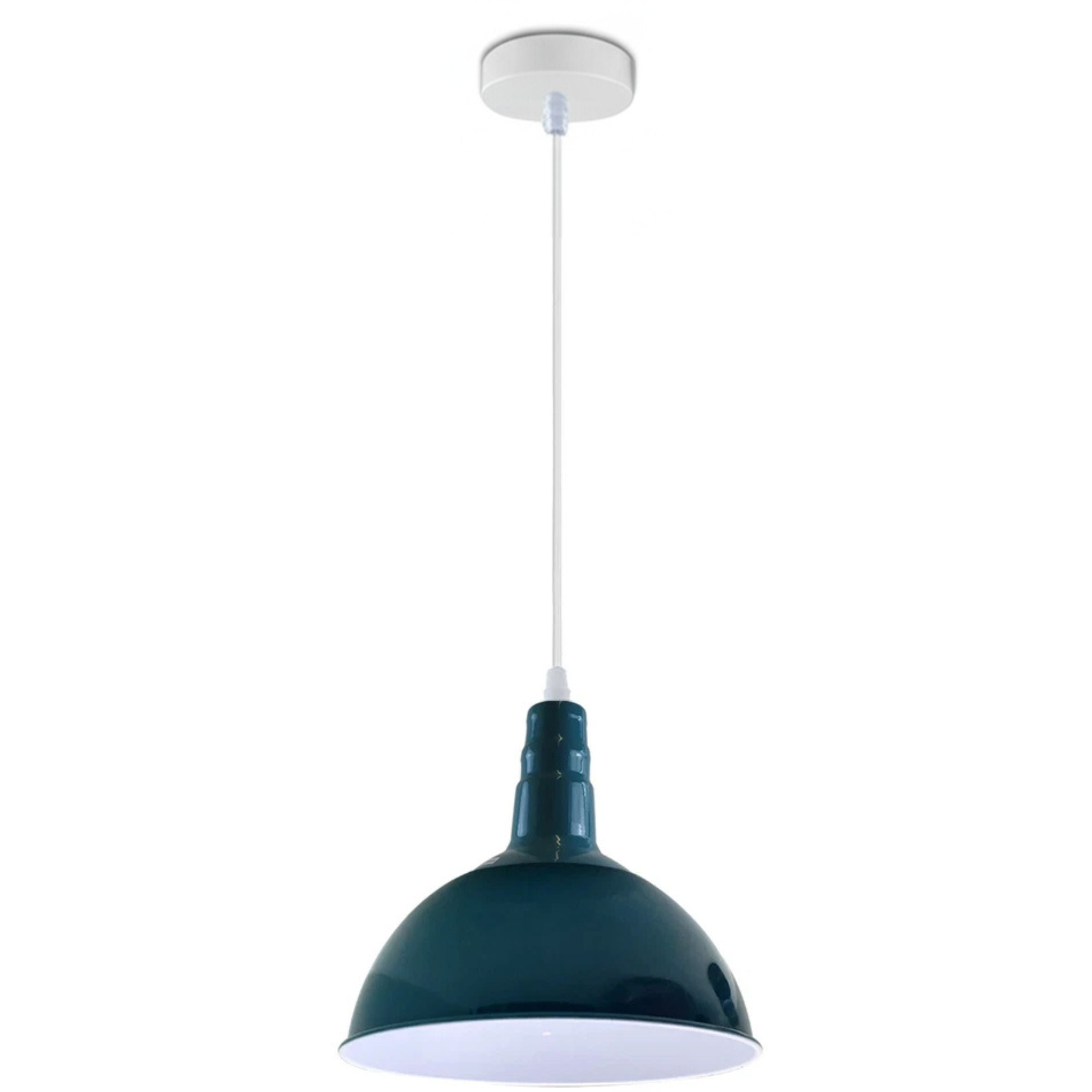 Modern Blue Fabric Drum Pendant Light with Adjustable Hanging Cord