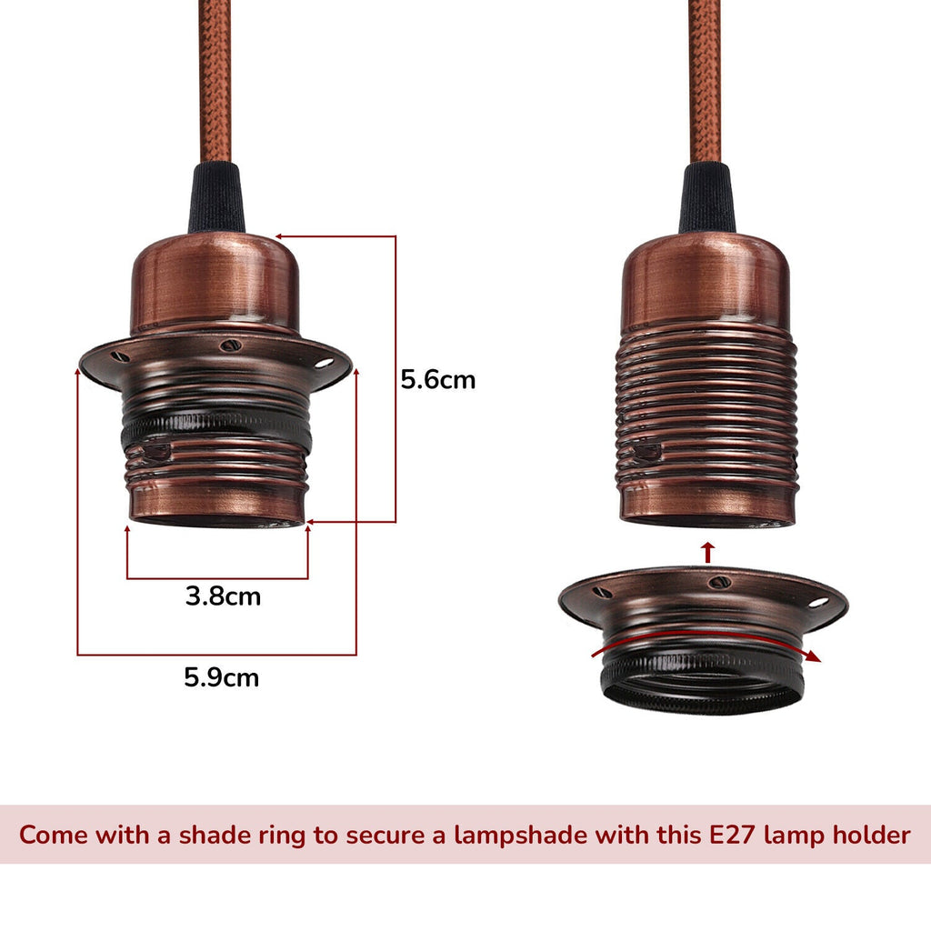 Vintage Industrial Hemp Rope Spider Ceiling Pendant Light E27 Base Adjustable Cable