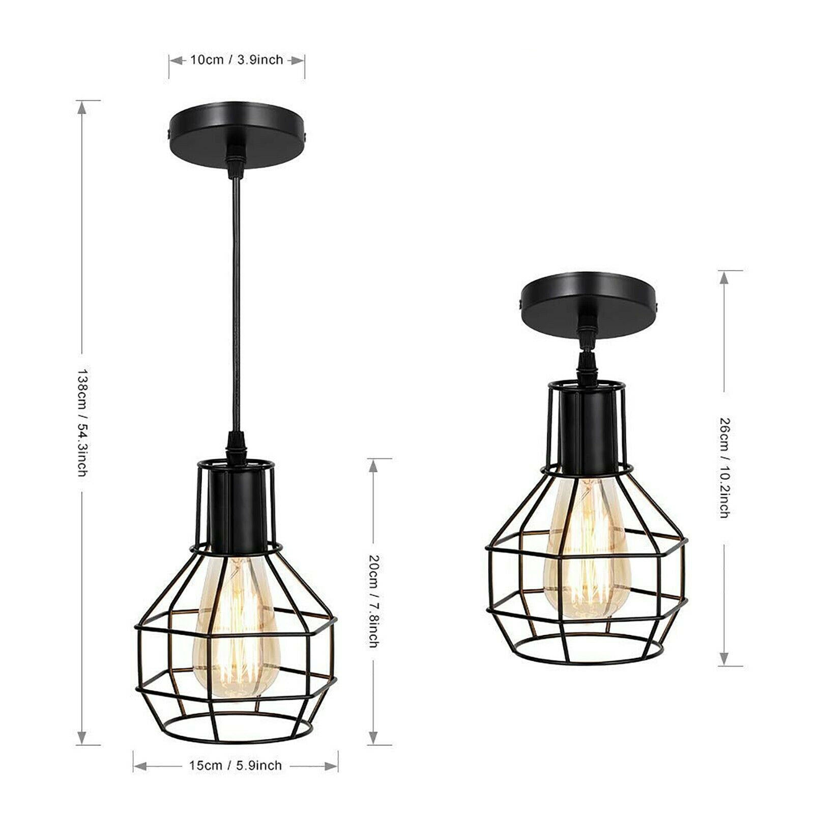 Industrial Brushed Silver Metal Wire Cage Pendant Light for Edison Bulbs