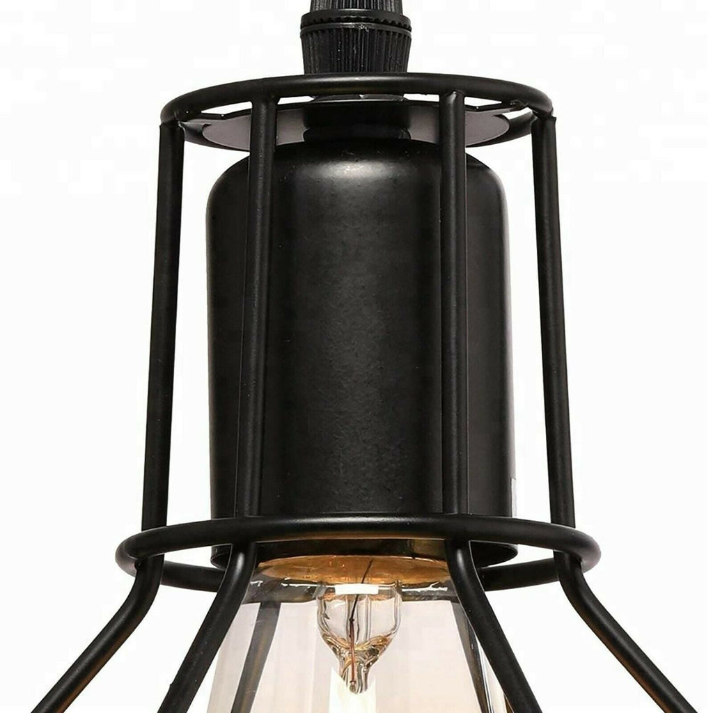 Industrial Metal Wire Cage Pendant Light, Brushed Silver Finish, Adjustable Ceiling Fixture