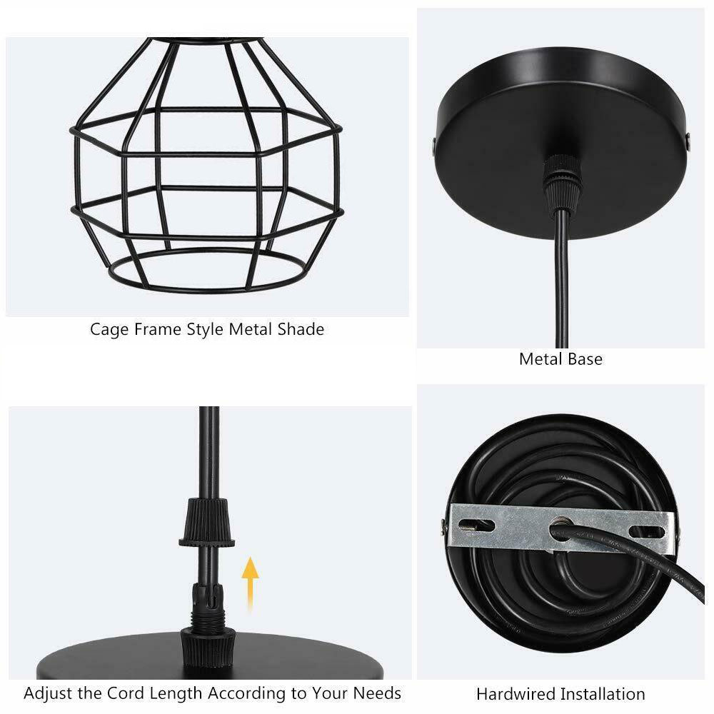 Industrial Brushed Silver Metal Wire Cage Pendant Light for Edison Bulbs