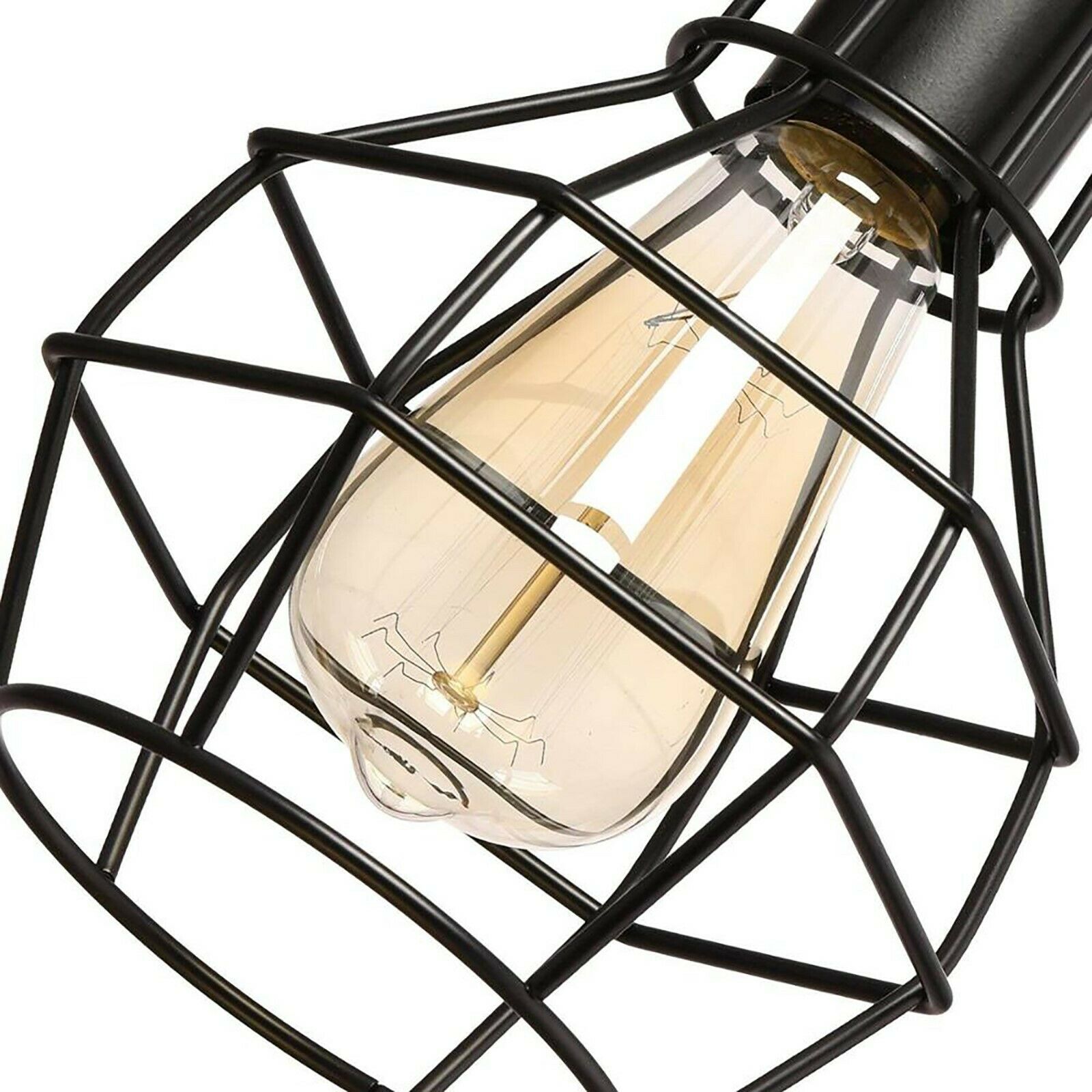 Industrial Brushed Silver Metal Wire Cage Pendant Light for Edison Bulbs