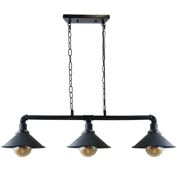Industrial Steampunk 3-Bulb Metal Pipe Pendant Light for Kitchen & Dining