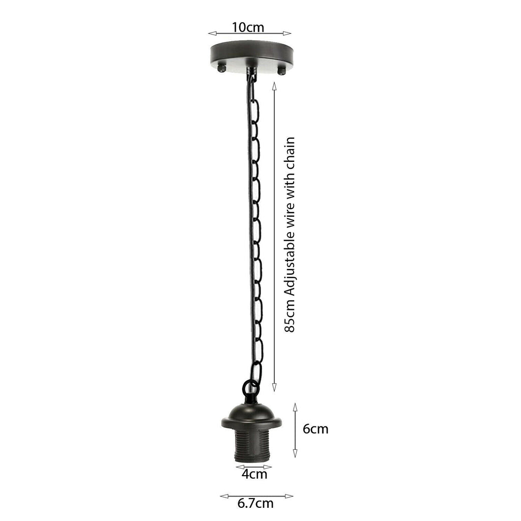Adjustable E27 Industrial Pendant Lamp Holder Kit with Chain - Multiple Finishes