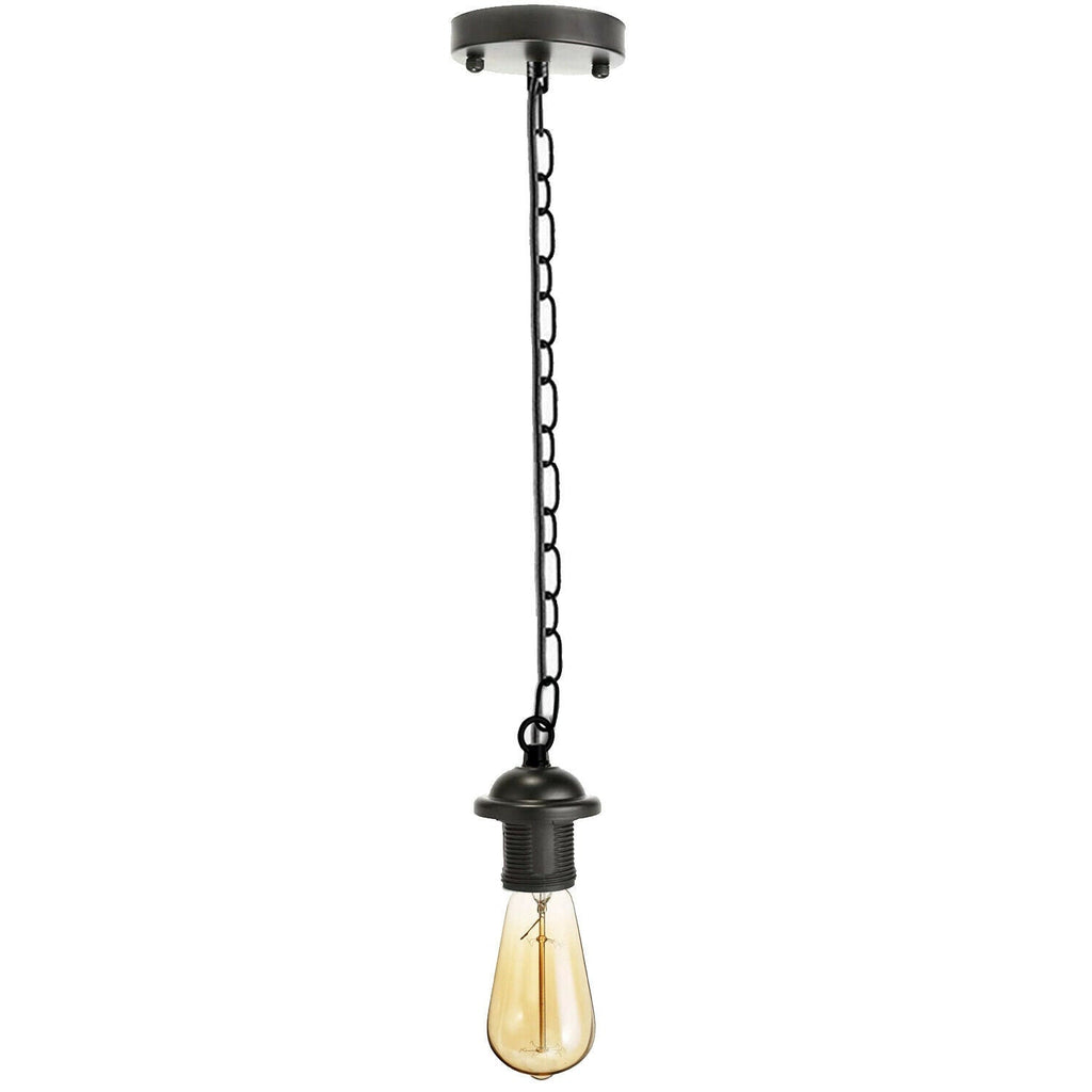 Adjustable E27 Industrial Pendant Lamp Holder Kit with Chain - Multiple Finishes