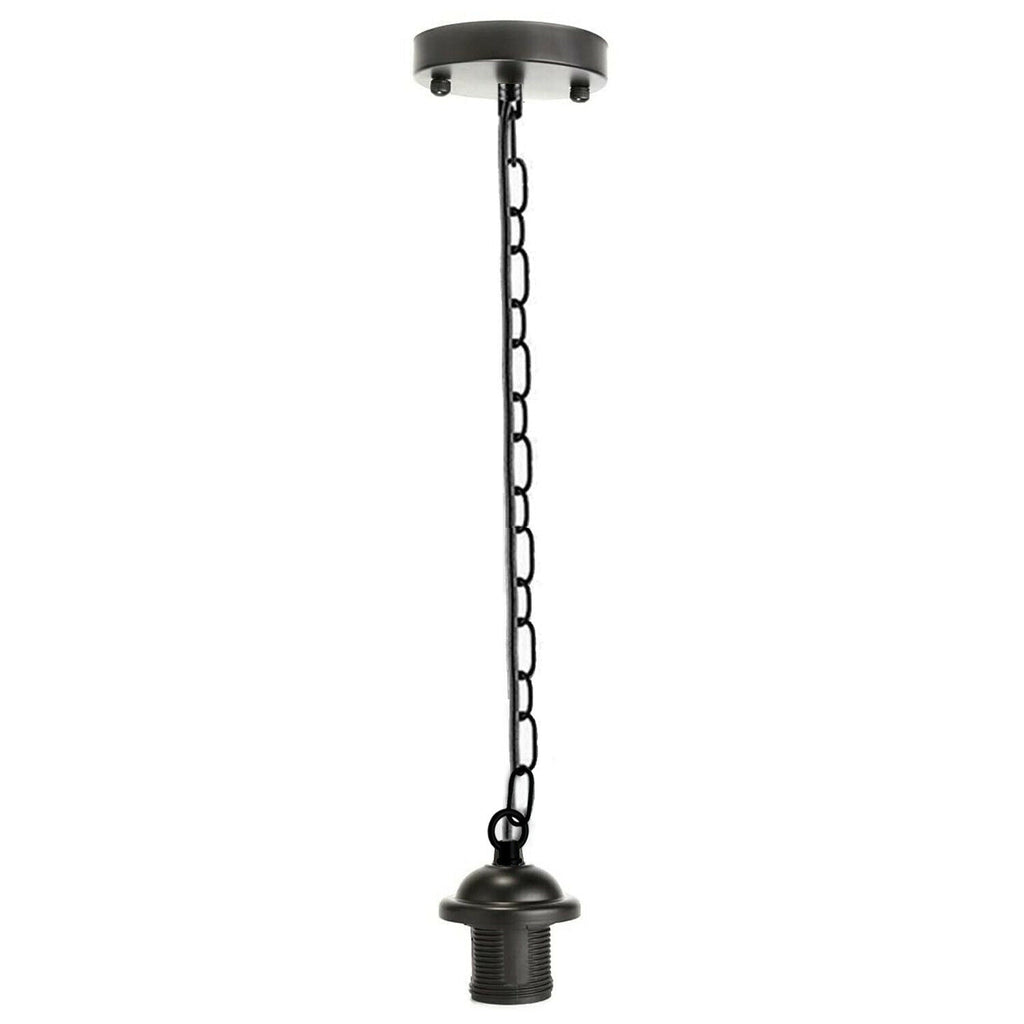 Adjustable E27 Industrial Pendant Lamp Holder Kit with Chain - Multiple Finishes