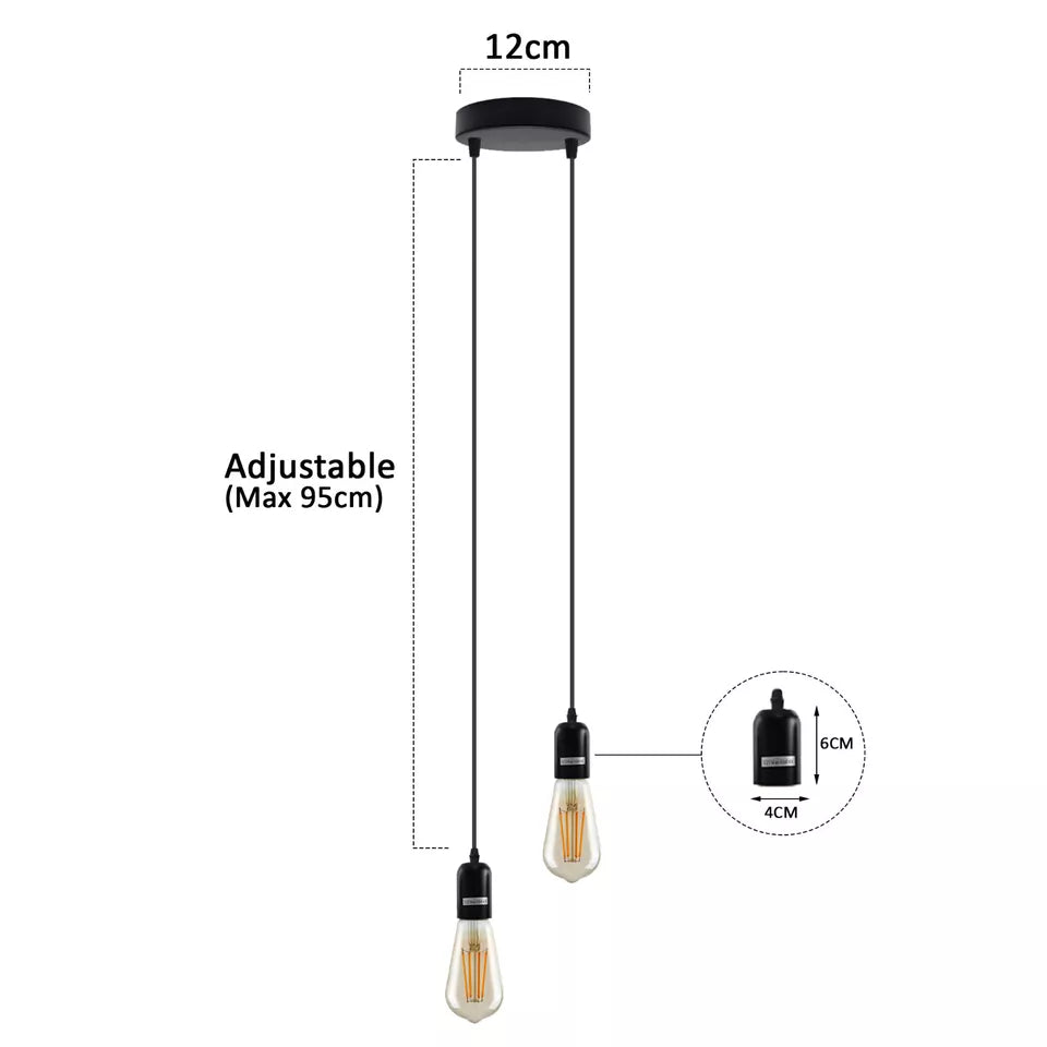 Vintage E27 Metal 2 head Ceiling Pendant Light Fitting~5663