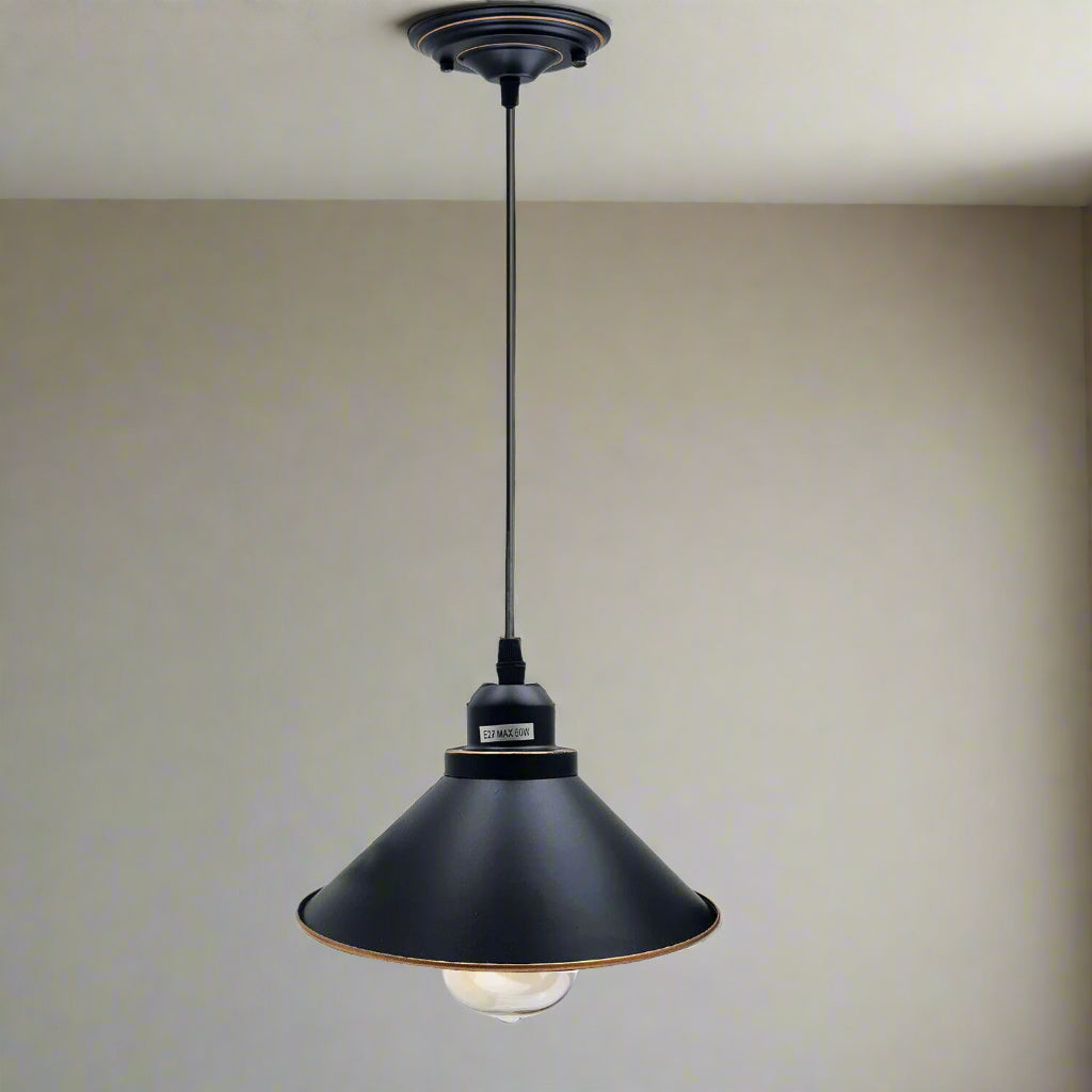 Modern Black Metal Industrial Ceiling Pendant Light Fixture E27 Socket