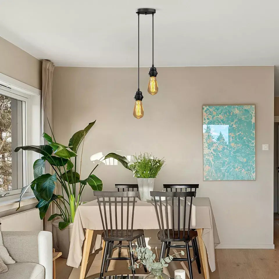 Black 2 way 95cm Adjustable Fabric Cable Pendant Light Fixtures ~5692