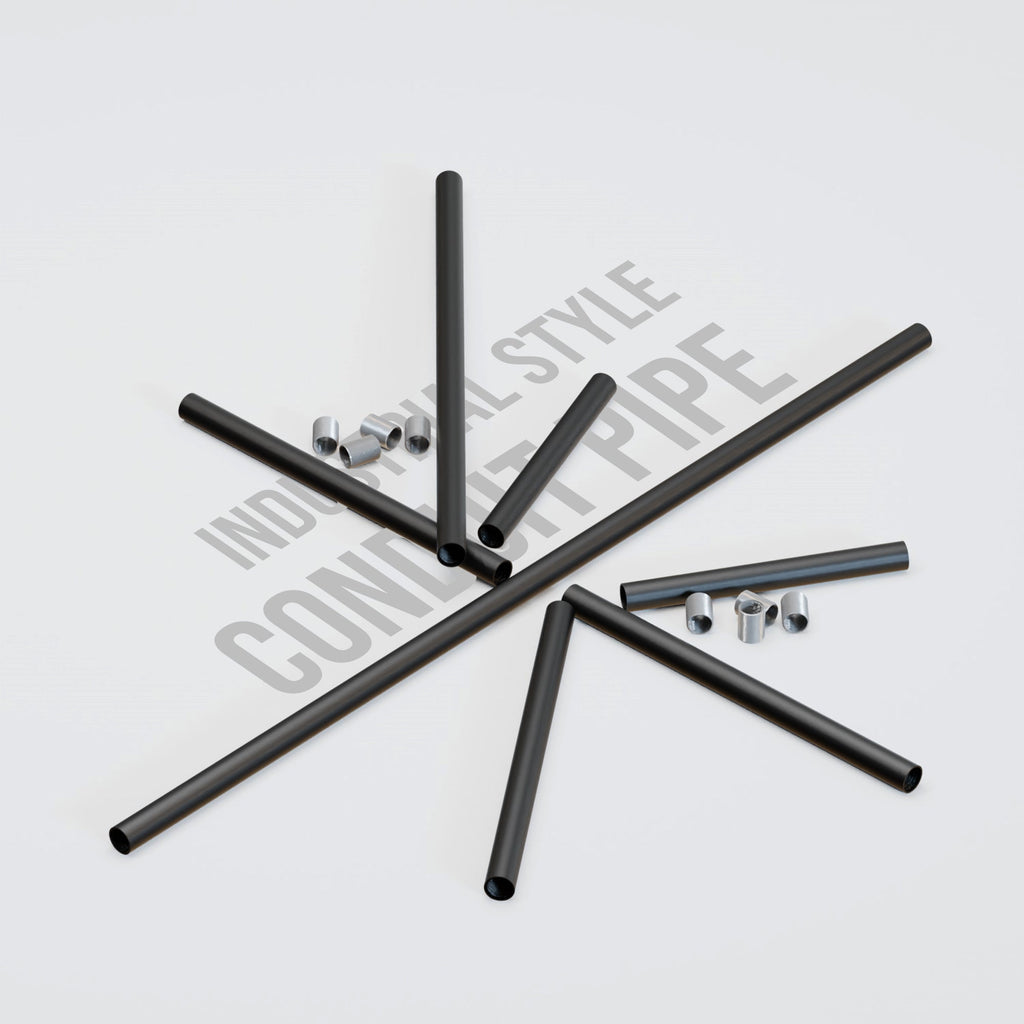 Black Steel Threaded Conduit Pipe for Industrial Lighting & DIY Projects
