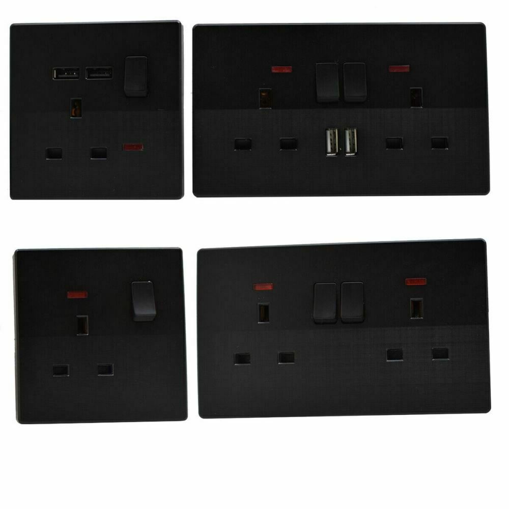 Black Double Plug Sockets 13 A ~2526