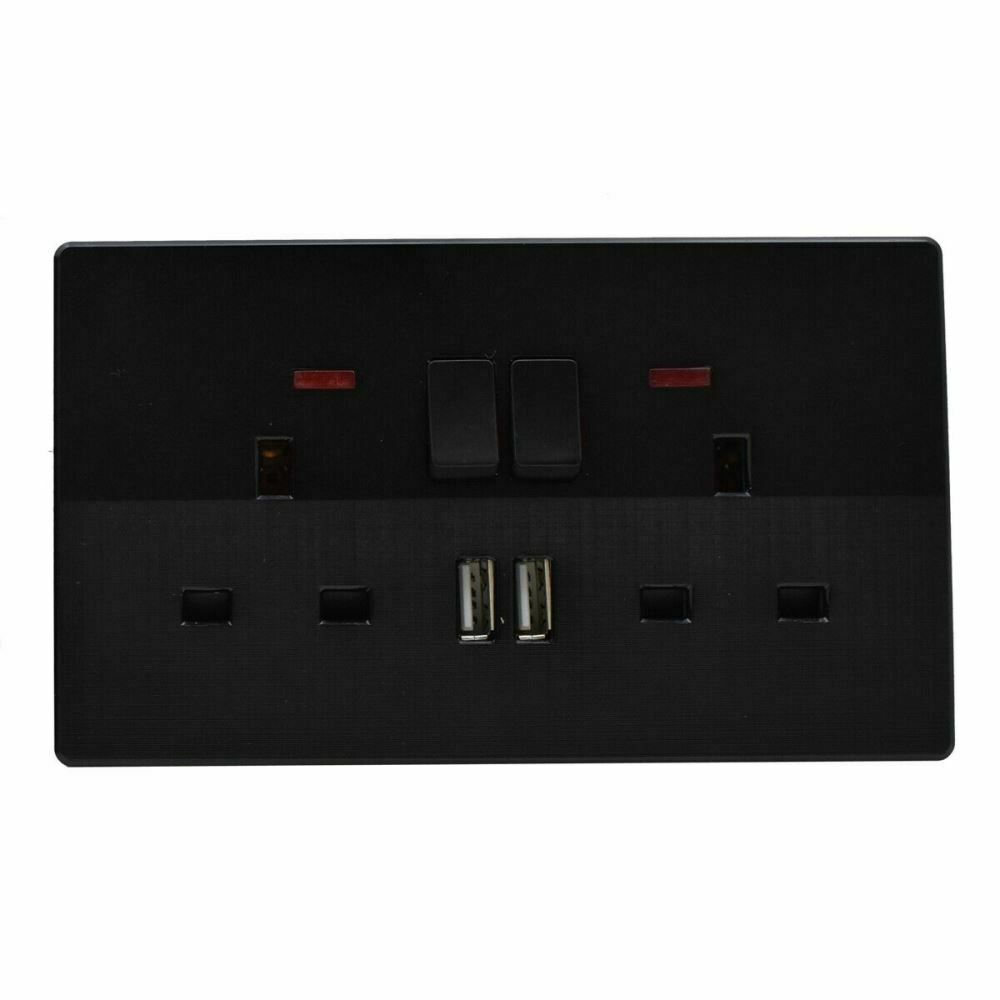 Black Double Plug Sockets 13 A ~2526