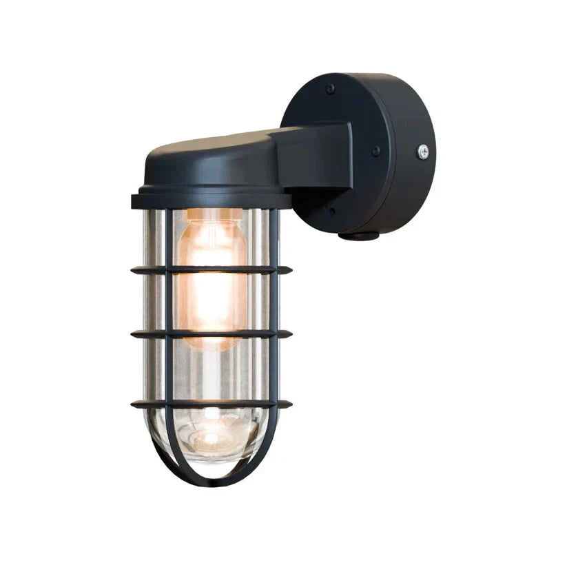 Industrial Bunker Bulkhead Cage Wall Sconce Light Fixture, Weatherproof Outdoor Metal Lamp