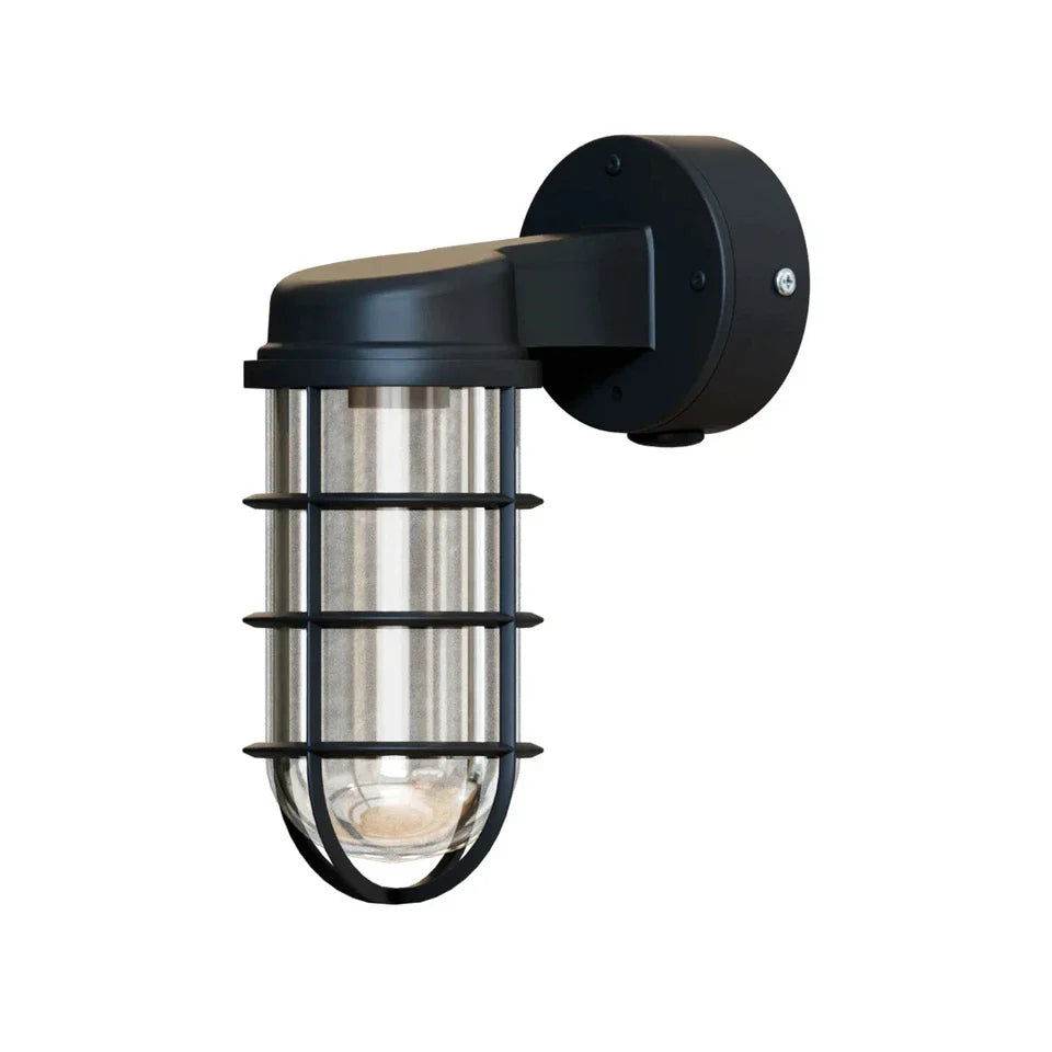Industrial Bunker Bulkhead Cage Wall Sconce Light Fixture, Weatherproof Outdoor Metal Lamp