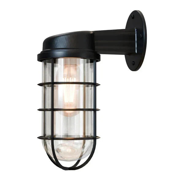 Industrial Bunker Bulkhead Cage Wall Sconce Light Fixture, Weatherproof Outdoor Metal Lamp