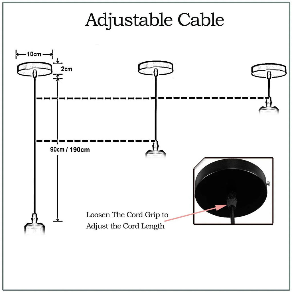 2-Pack Black E27 Pendant Light Kit PVC Cable Ceiling Fixture Holder