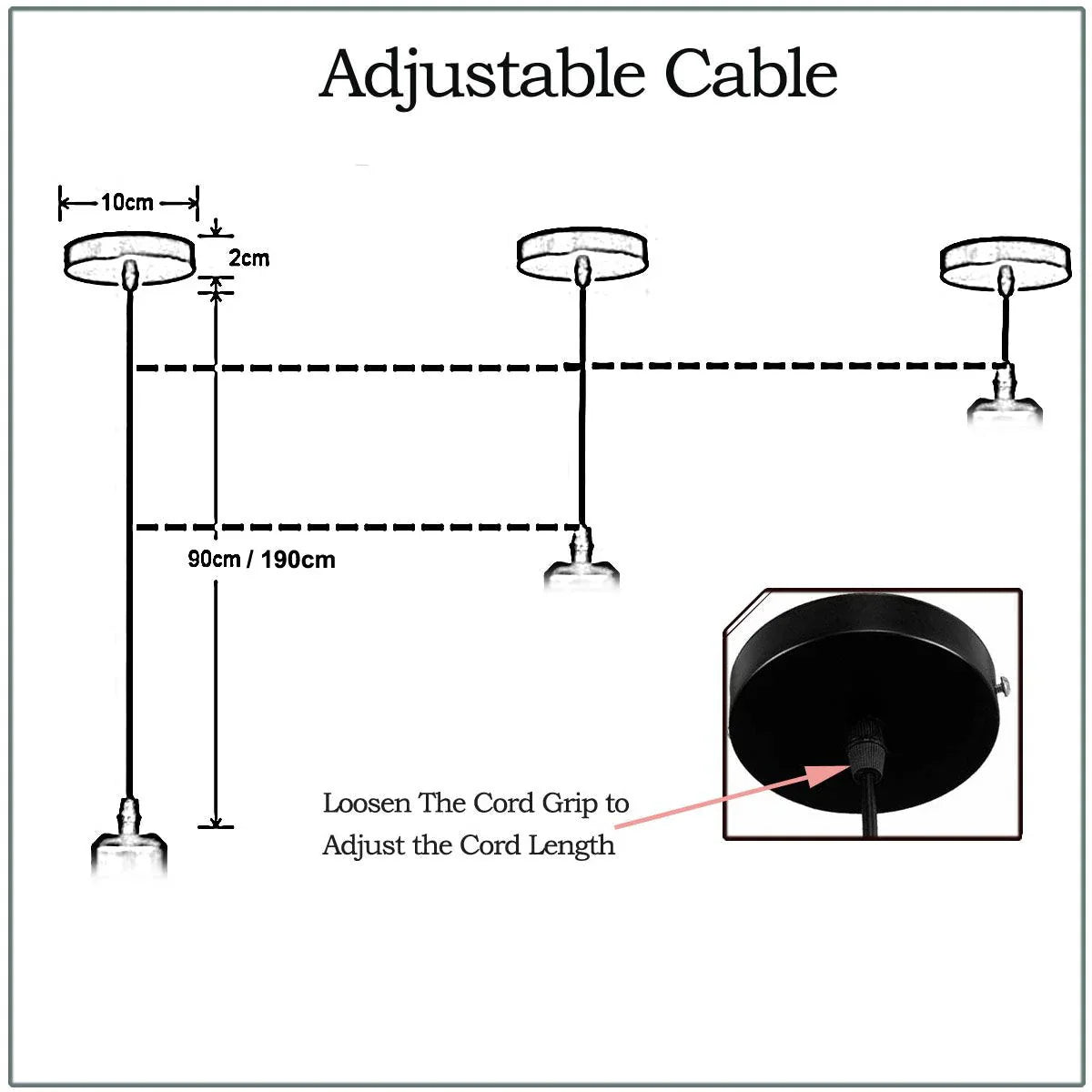 2-Pack Black E27 Pendant Light Kit PVC Cable Ceiling Fixture Holder
