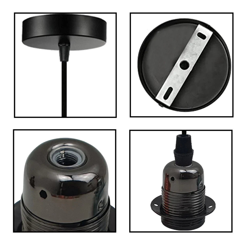 2-Pack Black E27 Pendant Light Kit PVC Cable Ceiling Fixture Holder