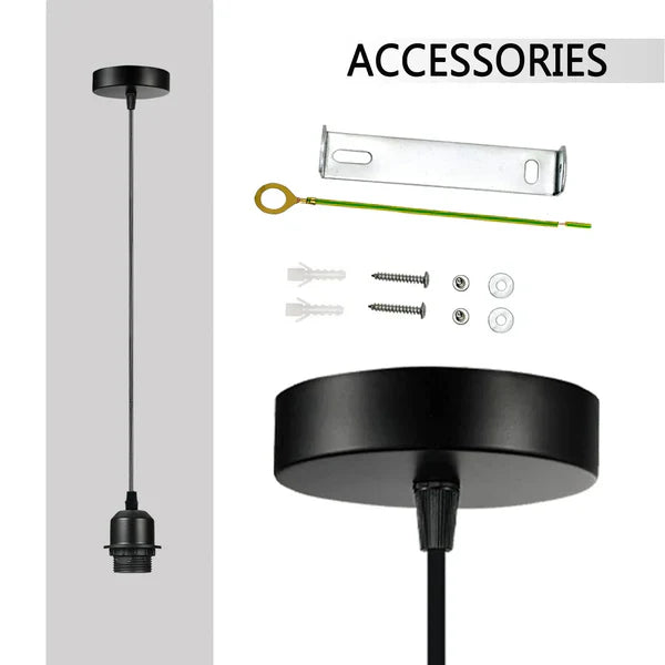 2-Pack Black E27 Pendant Light Kit PVC Cable Ceiling Fixture Holder