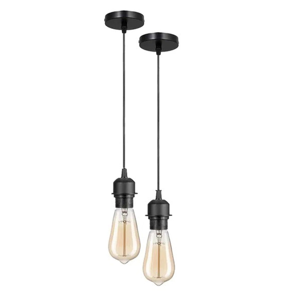 2-Pack Black E27 Pendant Light Kit PVC Cable Ceiling Fixture Holder