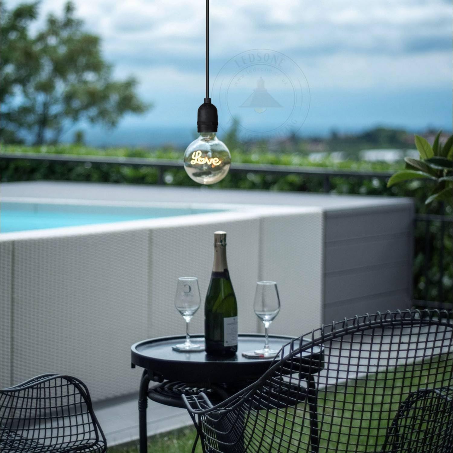 2-Pack Black E27 Pendant Light Kit PVC Cable Ceiling Fixture Holder