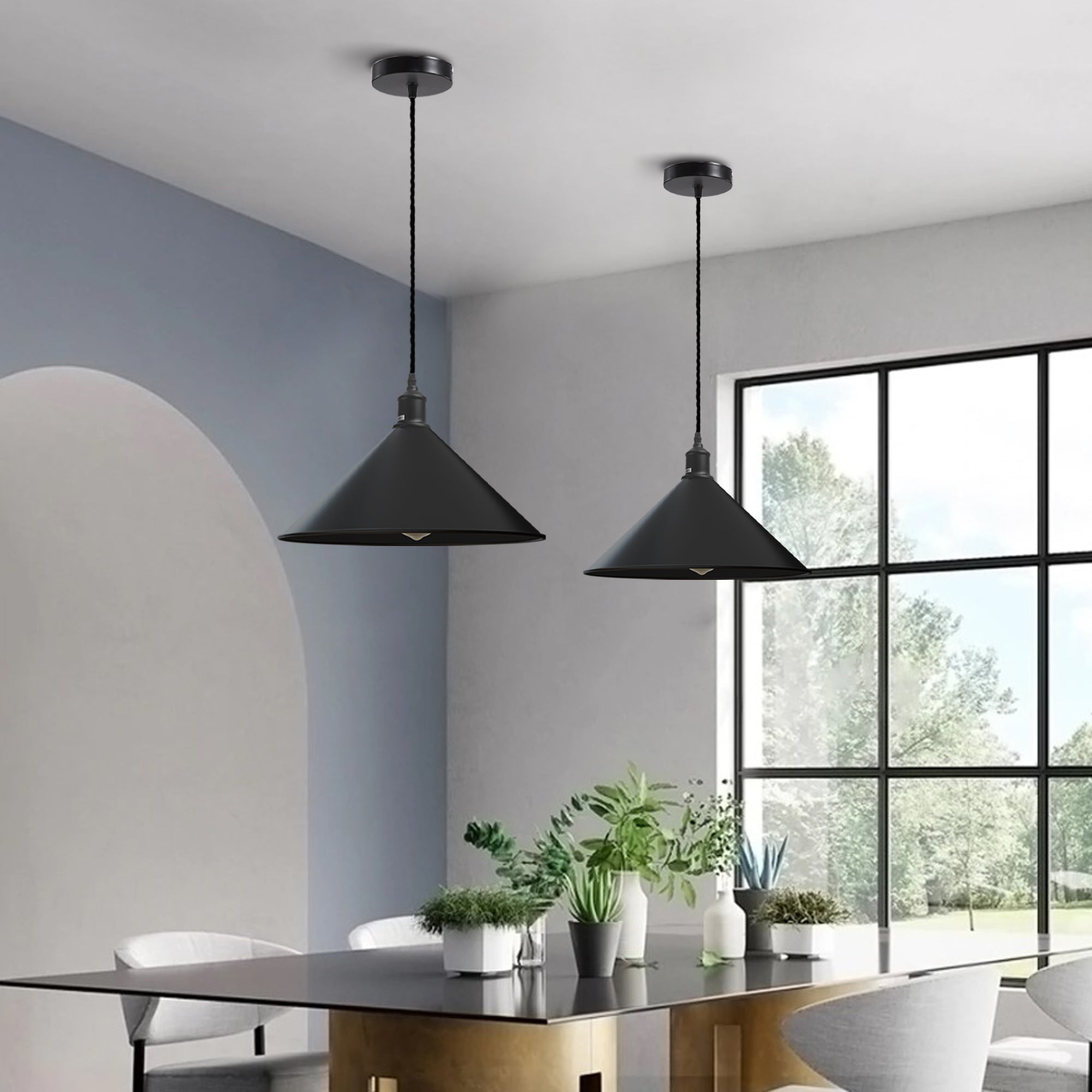 Adjustable Metal Shade Single Head Hanging Pendant Light for Modern Spaces