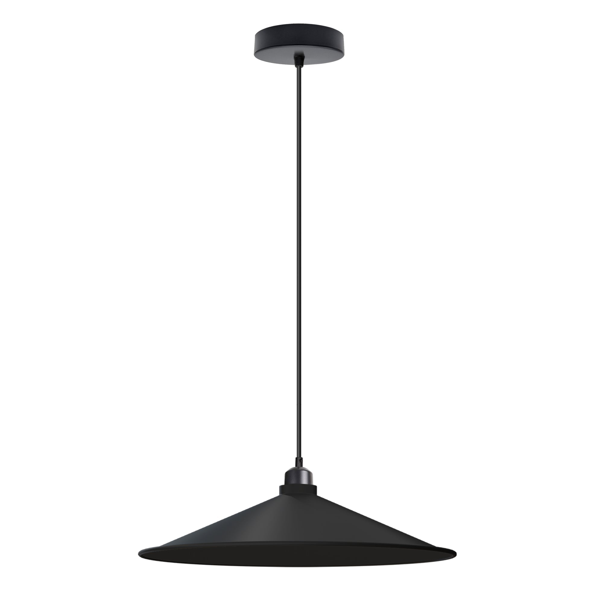 Retro Flat Cone Metal Pendant Light Fixture, Adjustable Cable, E27 Socket