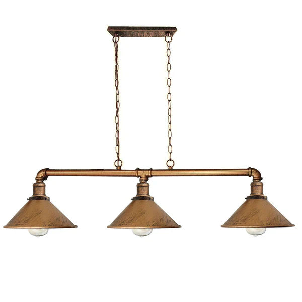 Industrial Steampunk 3-Bulb Metal Pipe Pendant Light for Kitchen & Dining