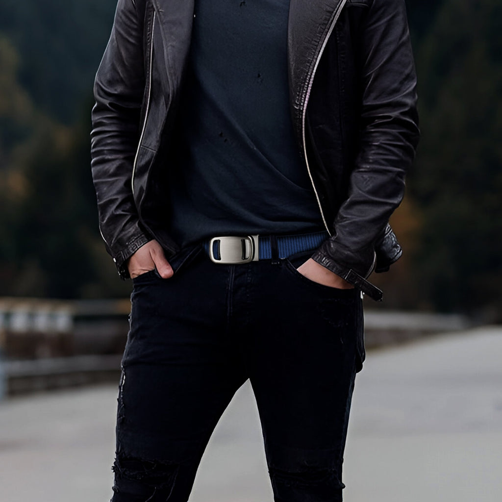 Unisex Automatic Lock Buckle Nylon Canvas Belt for Casual Outdoor Wear