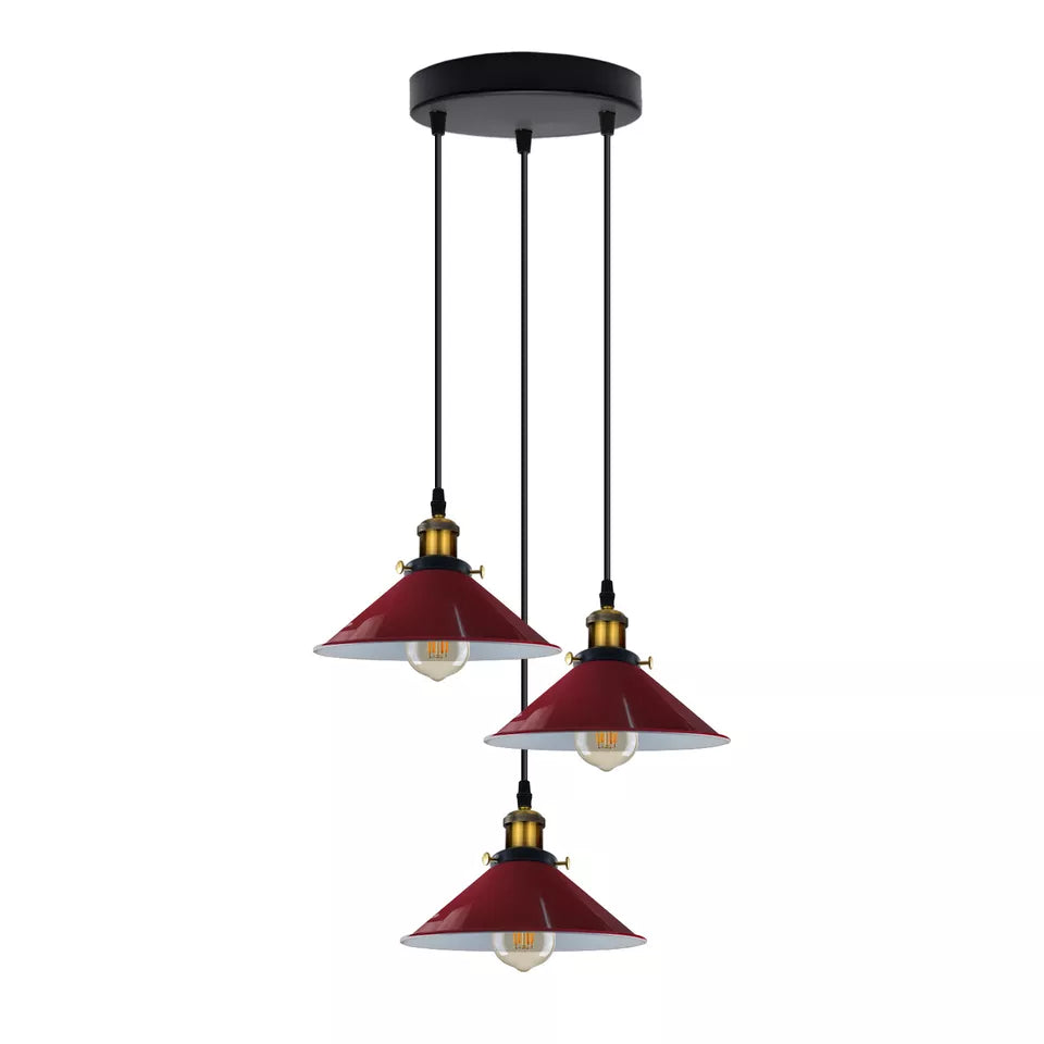 Stylish 3-Way Adjustable Cone Pendant Light Fixture for E27 Bulbs