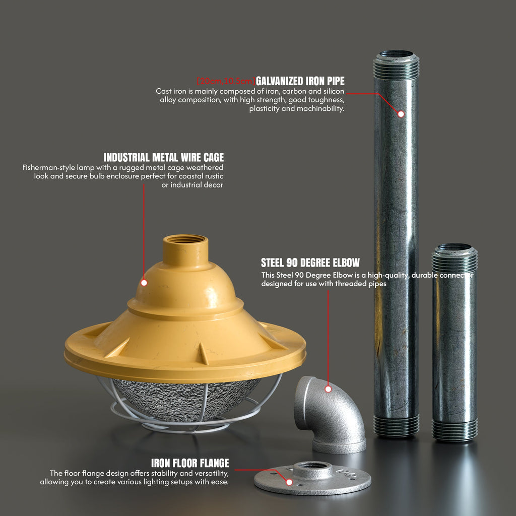 Industrial Conduit Steel Pipe Wall Light With Cage Wall Mounted ~ 6113