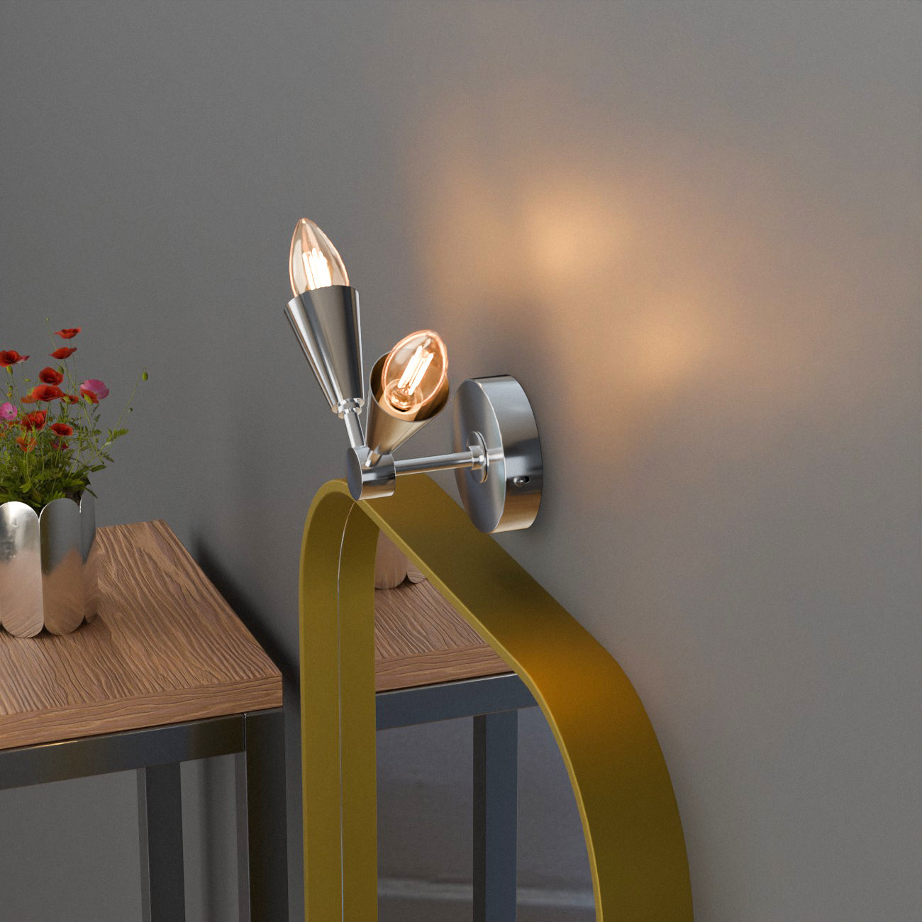 Modern LED Cone Wall Sconce Light Fixture with Adjustable E14 Lamp for Decor
