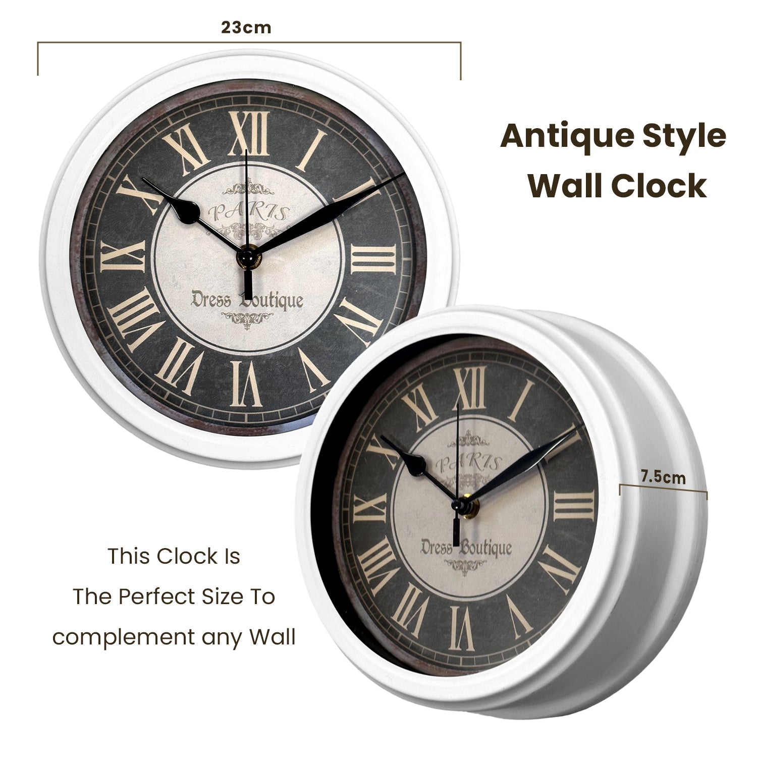 Black Round Vintage Large Wall Clocks for Living Room ~ 5154