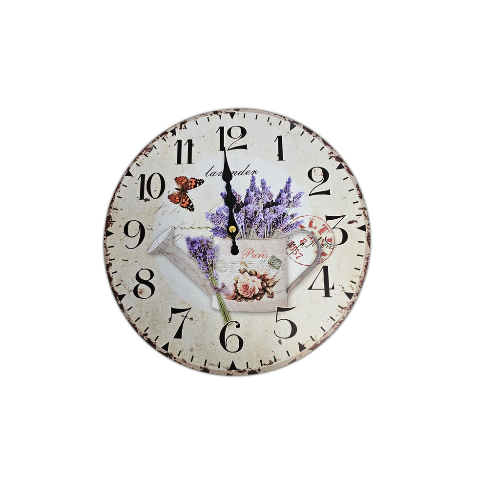 Retro Round Shabby Chic Patchwork Wooden Decorative Wall Art Clock