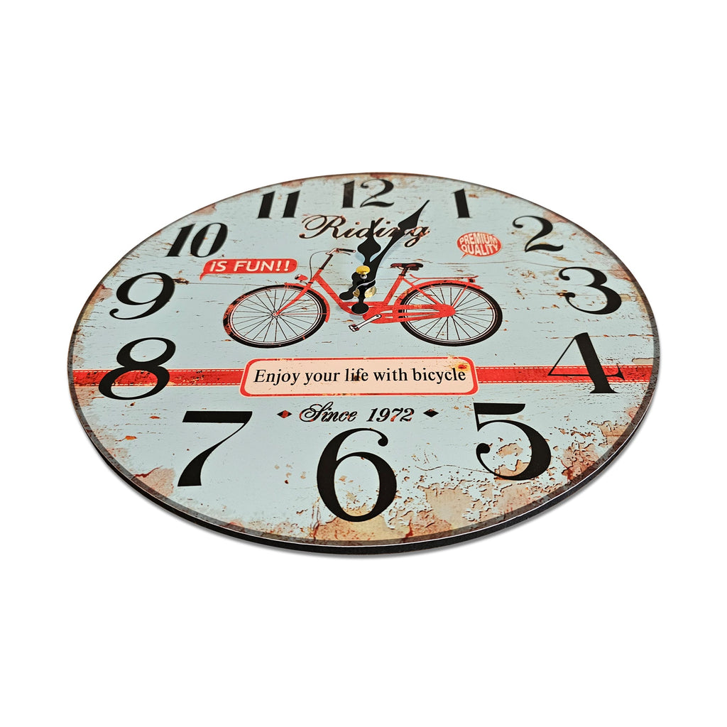 Retro Round Shabby Chic Patchwork Wooden Decorative Wall Art Clock